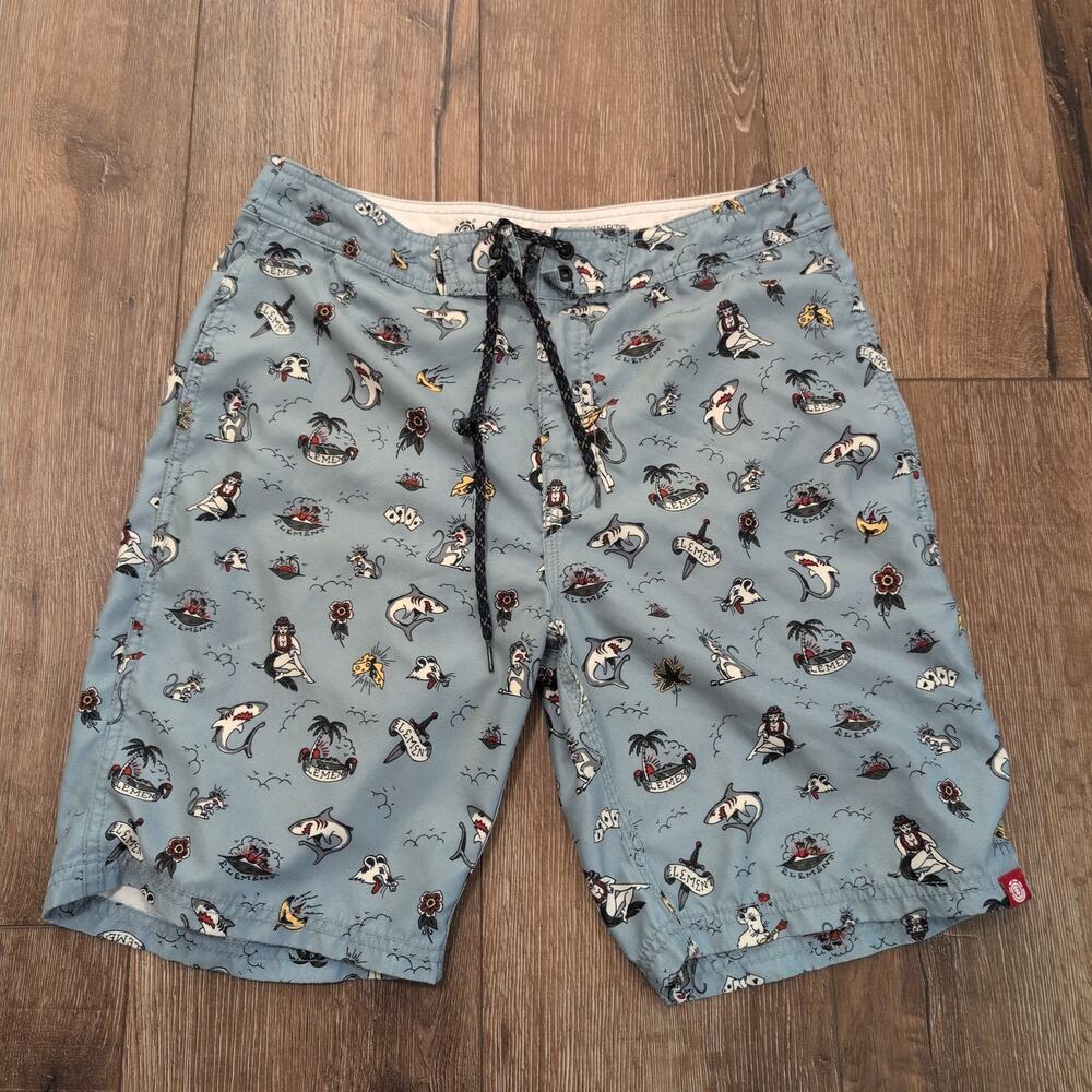 Element Watershorts‎ Men's Medium Swim Boardshorts Trunks Surf Sharks Skate AOP